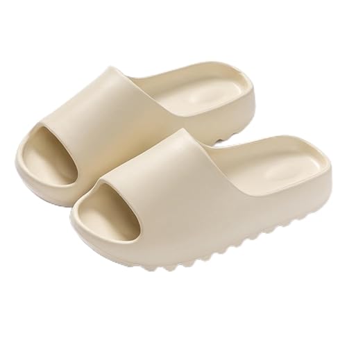 WYGGD 【Zweipaariger Satz】 Damen Rutschen Sandalen Sommer Komfort Hausschuhe Innen Nicht Rutschen Dicke Sohle Herren Sandalen Home Leichte Strandschuhe Badesandalen Für Männer, White-35/36 von WYGGD