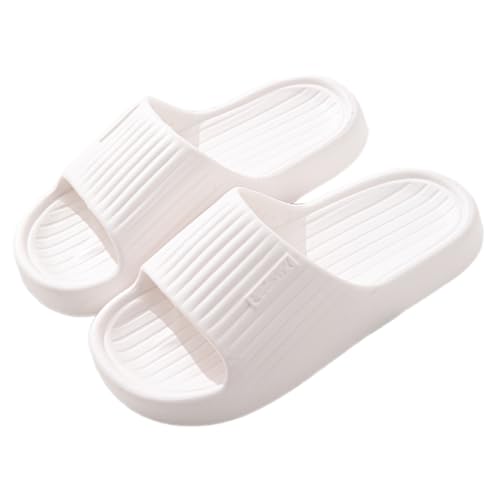 WYGGD 【Zweipaariger Satz】 Damen Rutschen Sandalen Sommer Komfort Hausschuhe Innen Nicht Rutschen Dicke Sohle Herren Sandalen Home Leichte Strandschuhe Badesandalen Für Männer, White-35/36 von WYGGD