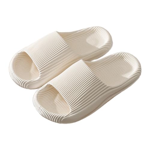 WYGGD 【Zweipaariger Satz】 Damen Rutschen Sandalen Sommer Komfort Hausschuhe Innen Nicht Rutschen Dicke Sohle Herren Sandalen Home Leichte Strandschuhe Badesandalen Für Männer, White-35/36 von WYGGD