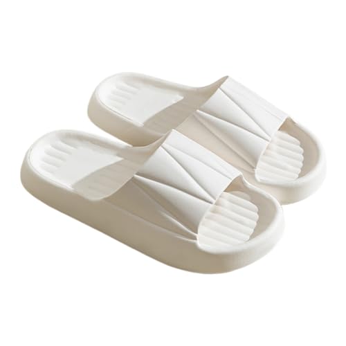 WYGGD 【Zweipaariger Satz】 Damen Rutschen Sandalen Sommer Komfort Hausschuhe Innen Nicht Rutschen Dicke Sohle Herren Sandalen Home Leichte Strandschuhe Badesandalen Für Männer, White-37/38 von WYGGD