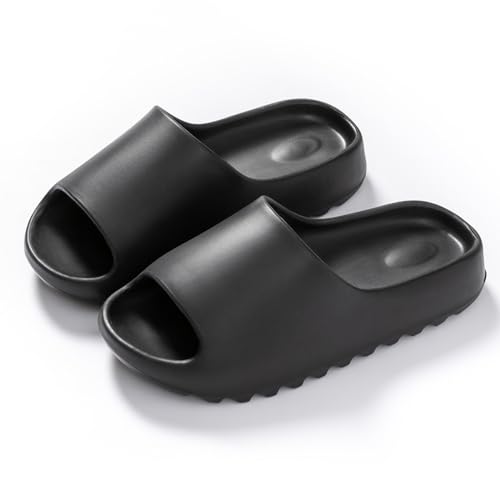 WYGGD 【Zweipaariger Satz】 Damen Rutschen Sandalen Sommer Komfort Hausschuhe Innen Nicht Rutschen Dicke Sohle Herren Sandalen Home Leichte Strandschuhe Badesandalen Für Männer,Black-37/38 von WYGGD