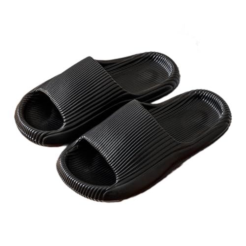 WYGGD 【Zweipaariger Satz】 Damen Rutschen Sandalen Sommer Komfort Hausschuhe Innen Nicht Rutschen Dicke Sohle Herren Sandalen Home Leichte Strandschuhe Badesandalen Für Männer,Black-39/40 von WYGGD