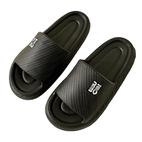 WYGGD 【Zweipaariger Satz】 Damen Rutschen Sandalen Sommer Komfort Hausschuhe Innen Nicht Rutschen Dicke Sohle Herren Sandalen Home Leichte Strandschuhe Badesandalen Für Männer,Black-39/40 von WYGGD