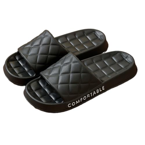 WYGGD 【Zweipaariger Satz】 Damen Rutschen Sandalen Sommer Komfort Hausschuhe Innen Nicht Rutschen Dicke Sohle Herren Sandalen Home Leichte Strandschuhe Badesandalen Für Männer,Black-39/40 von WYGGD