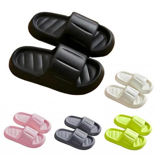 WYGGD 【Zweipaariger Satz】 Damen Rutschen Sandalen Sommer Komfort Hausschuhe Innen Nicht Rutschen Dicke Sohle Herren Sandalen Home Leichte Strandschuhe Badesandalen Für Männer,Black-41/42 von WYGGD