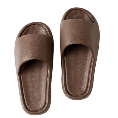 WYGGD 【Zweipaariger Satz】 Damen Rutschen Sandalen Sommer Komfort Hausschuhe Innen Nicht Rutschen Dicke Sohle Herren Sandalen Home Leichte Strandschuhe Badesandalen Für Männer,Brown-35/36 von WYGGD