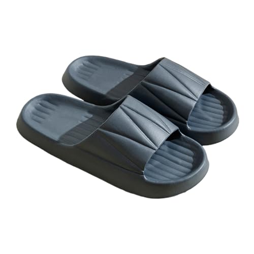 WYGGD 【Zweipaariger Satz】 Damen Rutschen Sandalen Sommer Komfort Hausschuhe Innen Nicht Rutschen Dicke Sohle Herren Sandalen Home Leichte Strandschuhe Badesandalen Für Männer,Grey-39/40 von WYGGD