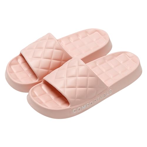 WYGGD 【Zweipaariger Satz】 Damen Rutschen Sandalen Sommer Komfort Hausschuhe Innen Nicht Rutschen Dicke Sohle Herren Sandalen Home Leichte Strandschuhe Badesandalen Für Männer,Pink-37/38 von WYGGD