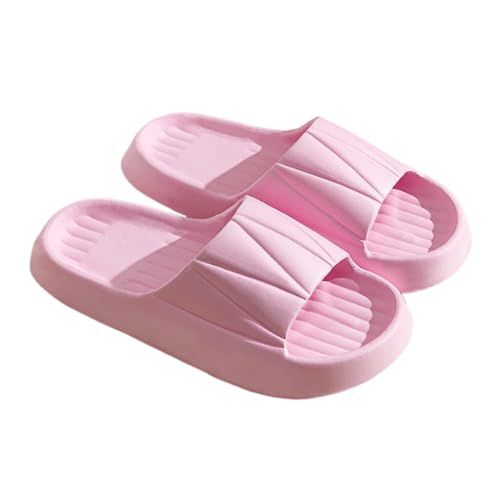 WYGGD 【Zweipaariger Satz】 Damen Rutschen Sandalen Sommer Komfort Hausschuhe Innen Nicht Rutschen Dicke Sohle Herren Sandalen Home Leichte Strandschuhe Badesandalen Für Männer,Pink-37/38 von WYGGD