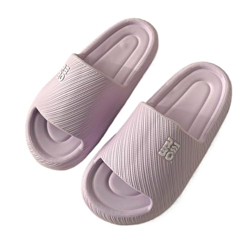 WYGGD 【Zweipaariger Satz】 Damen Rutschen Sandalen Sommer Komfort Hausschuhe Innen Nicht Rutschen Dicke Sohle Herren Sandalen Home Leichte Strandschuhe Badesandalen Für Männer,Purple-39/40 von WYGGD