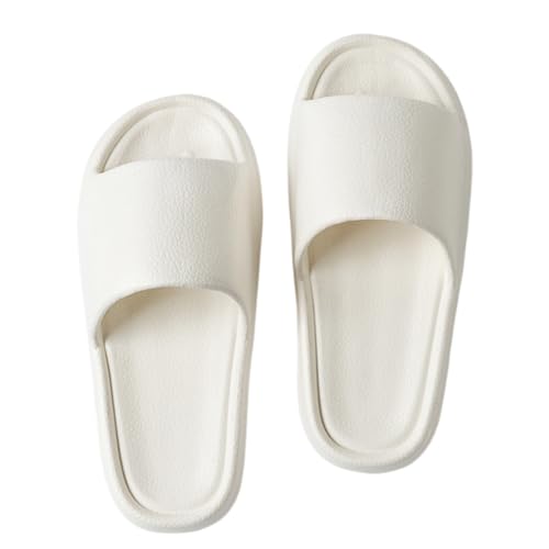 WYGGD 【Zweipaariger Satz】 Damen Rutschen Sandalen Sommer Komfort Hausschuhe Innen Nicht Rutschen Dicke Sohle Herren Sandalen Home Leichte Strandschuhe Badesandalen Für Männer,White-35/36 von WYGGD