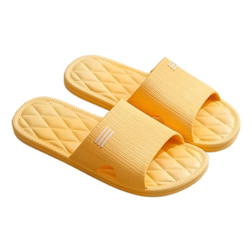 WYGGD 【Zweipaariger Satz】 Damen Rutschen Sandalen Sommer Komfort Hausschuhe Innen Nicht Rutschen Dicke Sohle Herren Sandalen Home Leichte Strandschuhe Badesandalen Für Männer,Yellow-37/38 von WYGGD