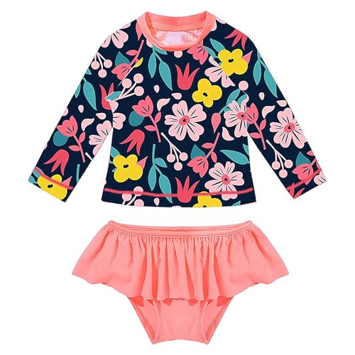 Badeanzug Mädchen Uv Badebekleidung Kinder Lange Ärmel Stoffdruck Schwimmanzug 2-Teilige Uv Shirt Mädchen 4-5 Jahre von WYTbaby