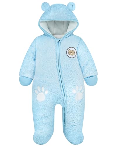 WYTbaby Schneeanzug Baby Winter Overall Warm Fleece Strampler Bären Kapuze Für Jungen Mädchen 3-6 Monate,Blau WYTbaby Schneeanzug Baby Winter Overall Warm Fleece Strampler Bären Kapuze Für Jungen Mädchen 3-6 Monate,Blau von WYTbaby
