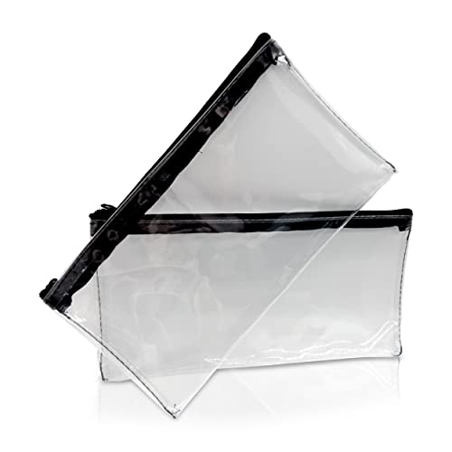 WZ Federmäppchen, transparentes PVC-Federmäppchen mit Reißverschluss, transparentes Federmäppchen für Prüfungen, Stifte, Schreibwaren, Aufbewahrung, Make-up-Tasche, Frauen, 2 Stück von WZ