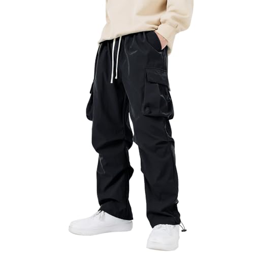 WZIKAI Herren Fallschirm-Cargohose, trendig, lässig, Fallschirmhose, Baggy, Kordelzug, Hip-Hop-Haremshose mit Taschen, Schwarz, Mittel WZIKAI Herren Fallschirm-Cargohose, trendig, lässig, Fallschirmhose, Baggy, Kordelzug, Hip-Hop-Haremshose mit Taschen, Schwarz, Mittel von WZIKAI