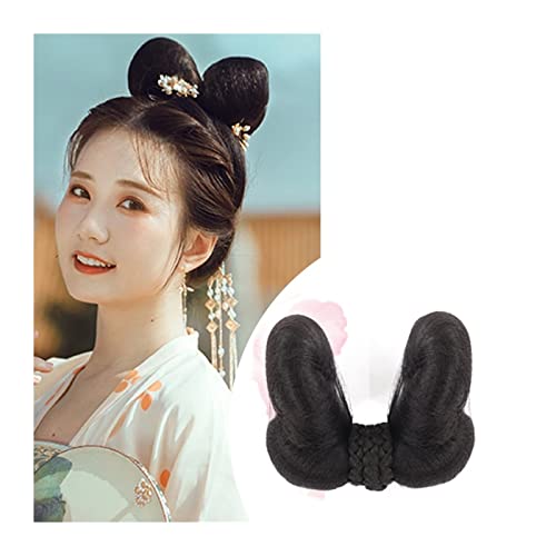 Haarteil Haargummi Haarknoten Hochsteckfrisuren Brötchen Elegante Retro Kopfbedeckung Synthetische Chinesische Alte Perücke Hanfu Kopfschmuck Haar Alte Chinesische Frauen Cosplay Perücken Zubehör Haar von WaLdor