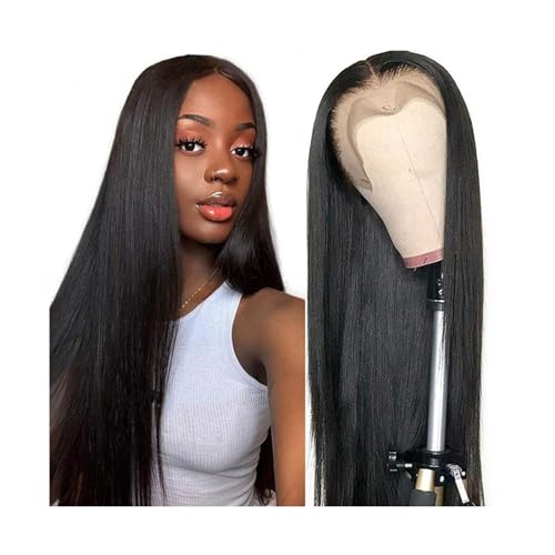 Perücke Glattes Haar, Lace-Front-Perücke, HD-transparentes Lace-Frontal-Echthaar-Perücke for Frauen, 35,6–101,6 cm lange brasilianische Remy-Haare, vorgezupfter Verschluss, Perücke synthetische Perück von WaLdor