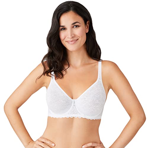 Wacoal Damen Soft Sense Spitzen-Bügel Geformter BH, Weiss/opulenter Garten, 80DD von Wacoal