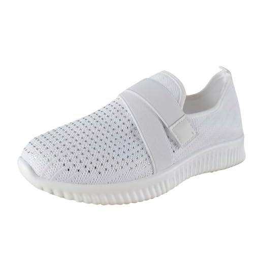 Sommerschuhe Damen,Sneaker & Sportschuhe FüR Damen Leicht Bequeme Gym Running Schuhe Joggingschuhe Weich Outdoor Turnschuhe rutschfeste Atmungsaktiv Sneaker Freizeitschuhe Sportschuhe (01-White, 43) von Wahuan