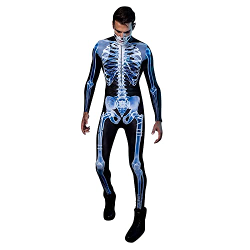 Wahuan Herren Jungen Halloween 3D- Fotorealistischer Langarm-Overall Cosplay -Kostüm Jumpsuit Herren Pyjama Sexy (B, XL) von Wahuan