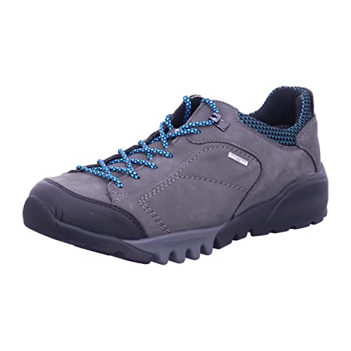 Waldläufer Herren Schnürhalbschuhe H-Fritz Outdoorschuh Fettleder Freizeit Elegant Schuhe Uni Fettleder grau-blau Freizeit von Waldläufer