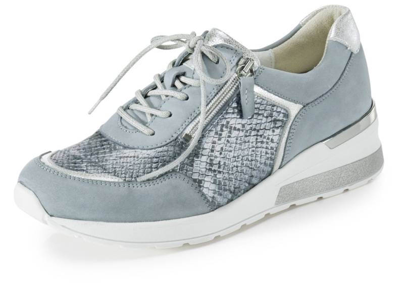 Waldläufer Schnürschuh aus interessantem Materialmix, Schuhgröße 5, Bleu-Mattsilber von Waldläufer