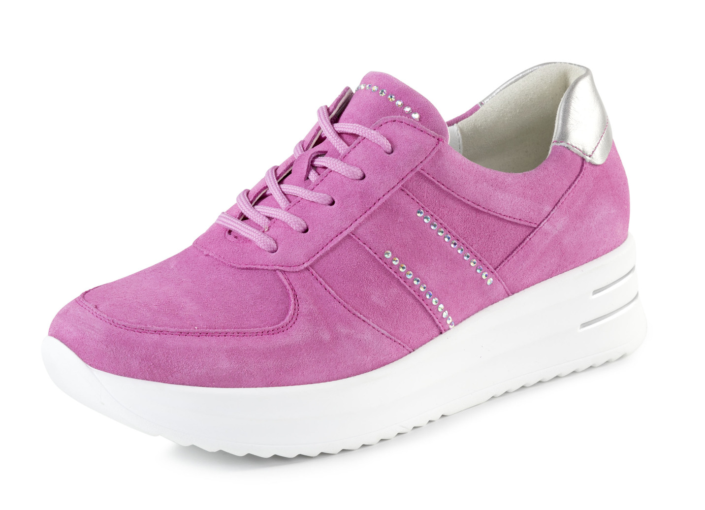 Waldläufer Sneaker mit Glitzersteinchen, Schuhgröße 8, Pink von Waldläufer