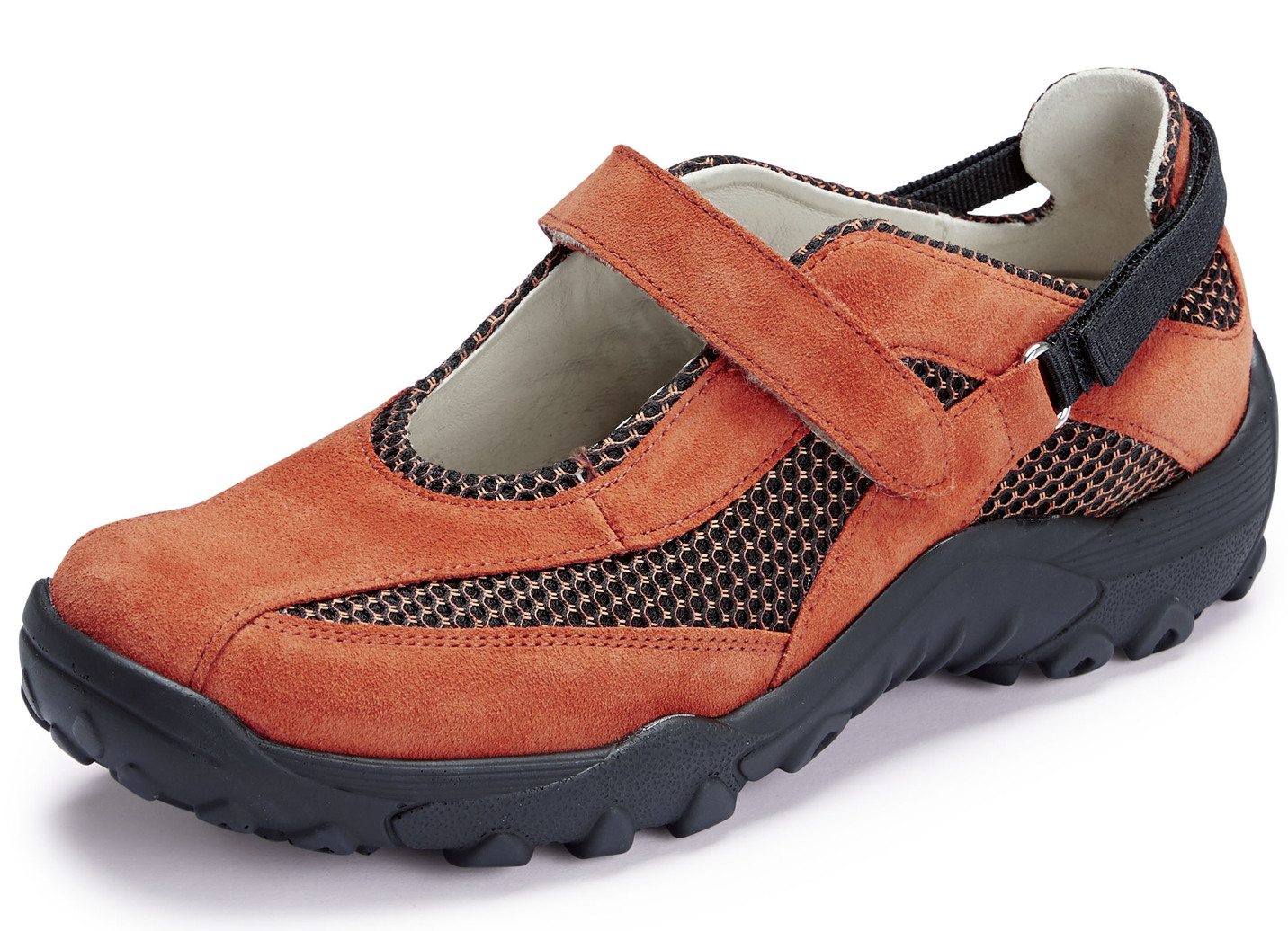 Waldläufer Trekking-Slipper  aus Verloursleder und Textilmaterial, Schuhgröße 3 1/2, Orange von Waldläufer
