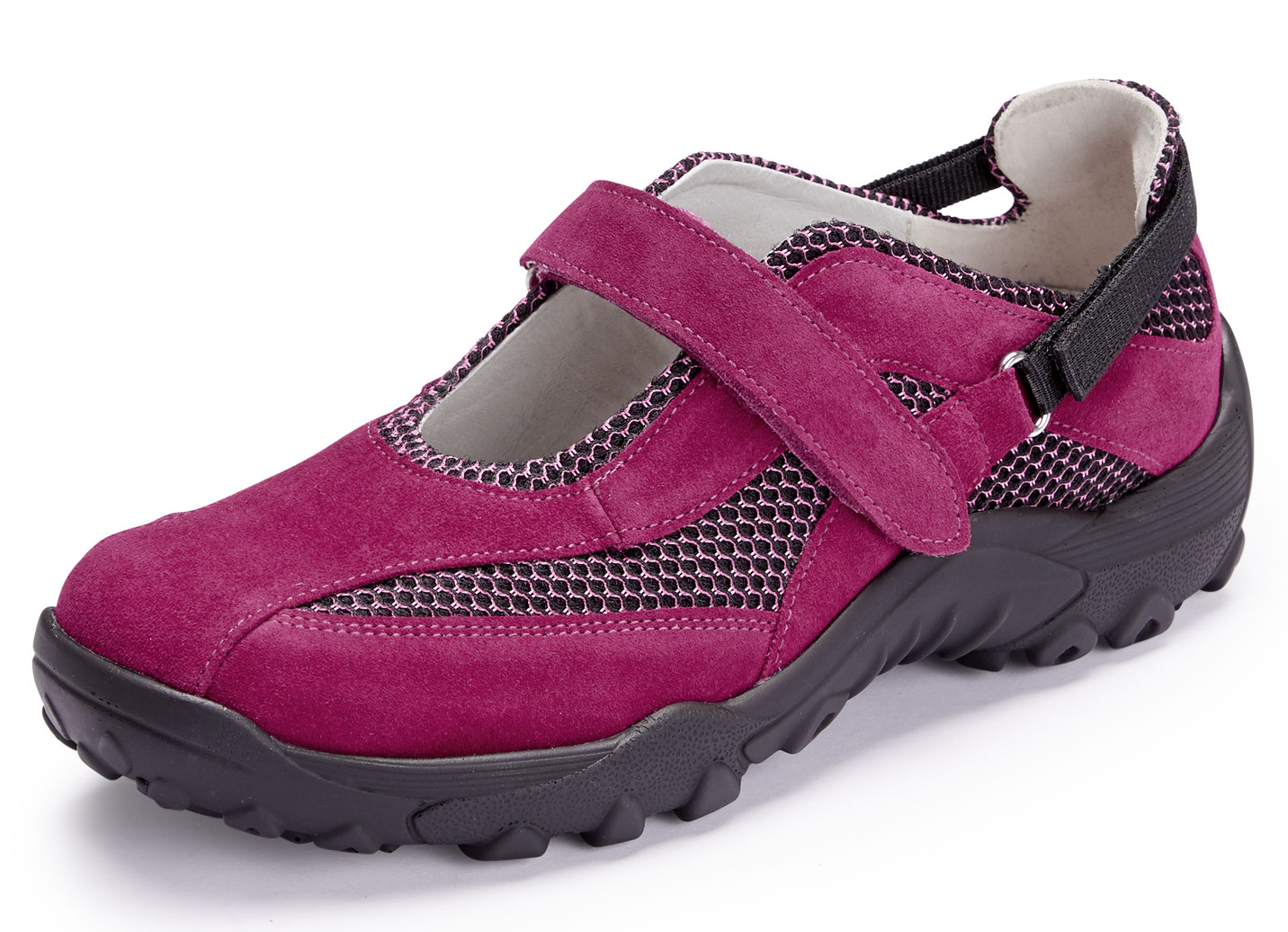 Waldläufer Trekking-Slipper  aus Verloursleder und Textilmaterial, Schuhgröße 3 1/2, Pink von Waldläufer