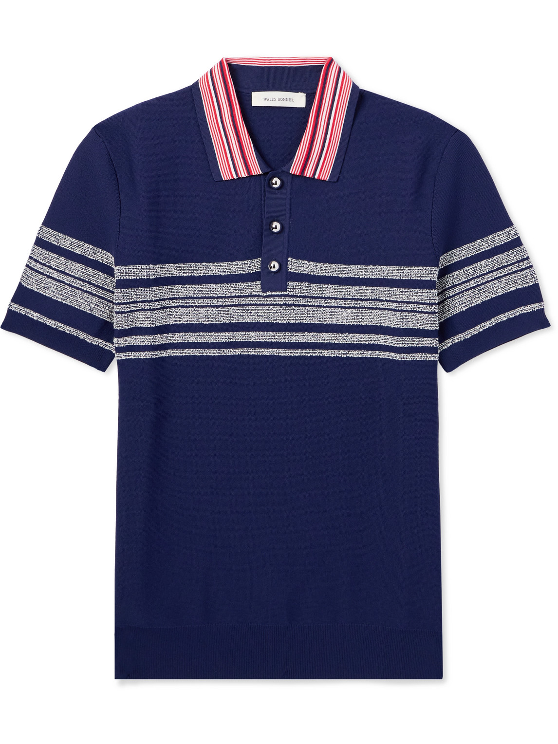Wales Bonner - Dawn Slim-Fit Striped Knitted Polo Shirt - Men - Blue - XXL von Wales Bonner