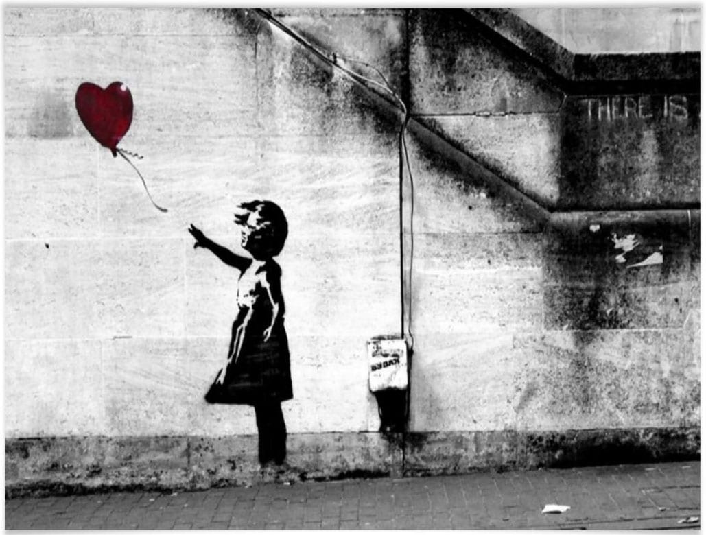 Wall-Art Poster "Graffiti Bilder Girl with balloon", Menschen, (1 St.), Poster ohne Bilderrahmen von Wall-Art