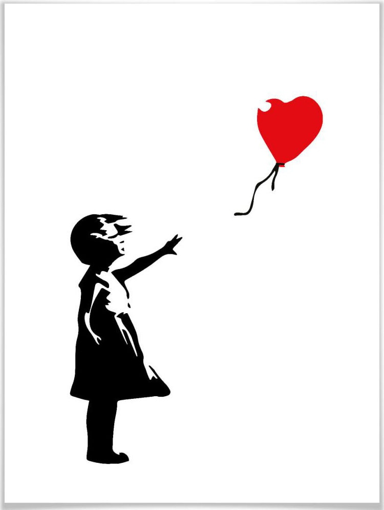 Wall-Art Poster "Graffiti Bilder Girl with the red balloon", Menschen, (1 St.), Poster ohne Bilderrahmen von Wall-Art