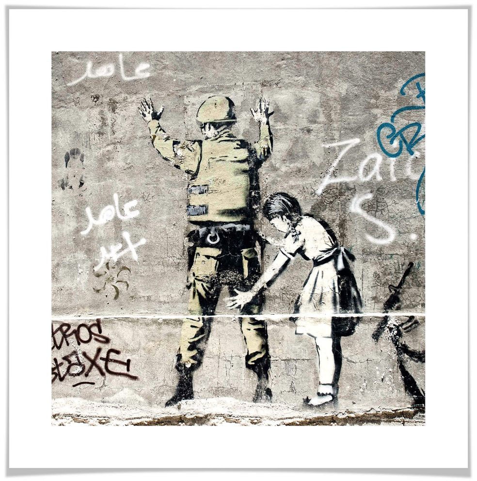 Wall-Art Poster "Graffiti Bilder Mädchen und Soldat", Menschen, (1 St.), Poster ohne Bilderrahmen von Wall-Art