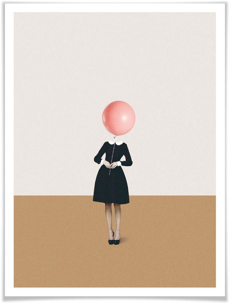 Wall-Art Poster "Léon Rosa Luftballon Mädchen", Luftballon, (1 St.) von Wall-Art