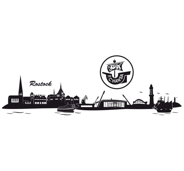 Wall-Art Wandtattoo "Hansa Rostock Skyline + Logo", (Set, 1 St.), selbstklebend, entfernbar von Wall-Art