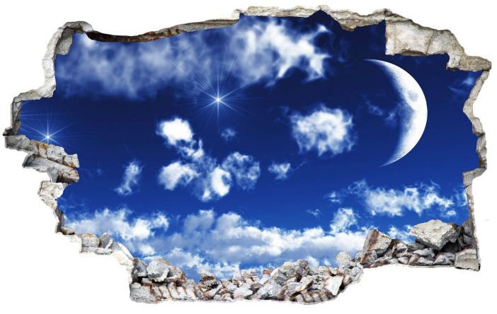 Wall-Art Wandtattoo "Wolken Sticker 3D Mond Himmel", (1 St.) von Wall-Art