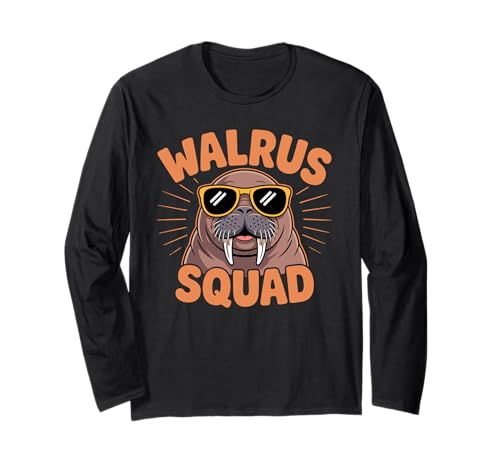 Walrus Squad Lustiges Walross mit Sonnenbrille für Kinder, Jungen, Mädchen Langarmshirt Walrus Squad Lustiges Walross mit Sonnenbrille für Kinder, Jungen, Mädchen Langarmshirt von Walrus Apparel For Animal Lovers