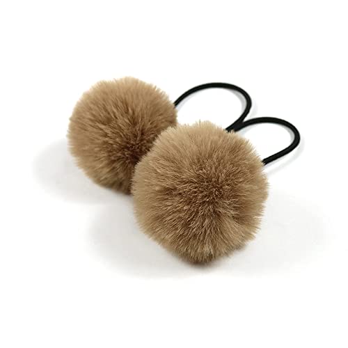 10 Stück Nette Kopfbedeckung,5cm PomPom Haarband Baby Haargummi Kleine Kugel Pferdeschwanzhalter Mädchen Pelzknäuel Haargummis Baby Haarschmuck Pferdeschwanz Halter,Khaki von Wambere