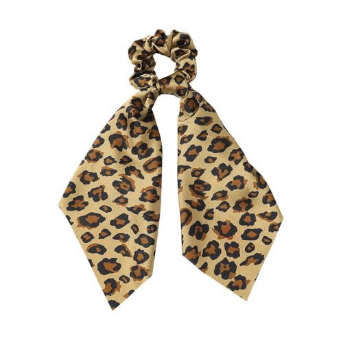 2 Stück Dame Leopardenmuster Haargummis mit Schleife,Haargummischleife Bowknot Haar Haarring Haarseil Elastische Pferdeschwanzhalter Kopfbedeckung Haarschmuck für Frauen Mädchen,Khaki von Wambere