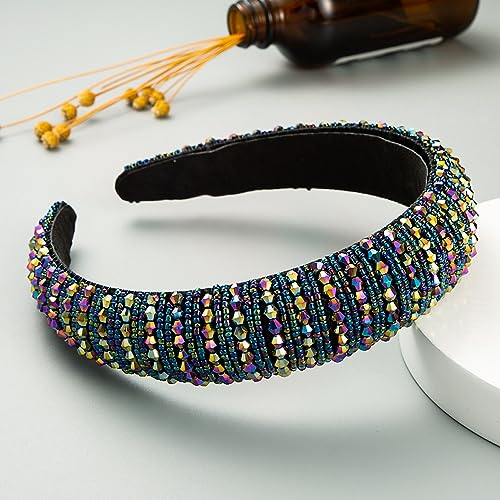 Breite 3 cm Damen Haarbänder Handgewebtes Perlen Stirnband Haarstyling Accessoires für Damen Mädchen,Für Gesicht Waschen,Schminken,den täglichen Gebrauch, Partykleidungszubehör,Bunt von Wambere