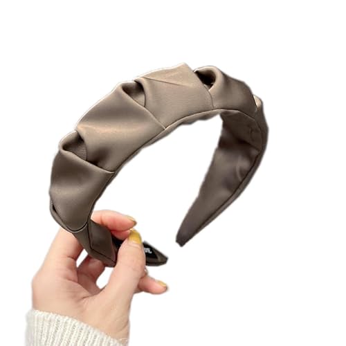 Damen-Stirnband,Satin Haarreifen Haarbänder Kopfband für Damen Breite Haarreif Charme Modischer Neuheitstrend Outdoor-Kopfschmuck für für Damen und Mädchen,Khaki von Wambere