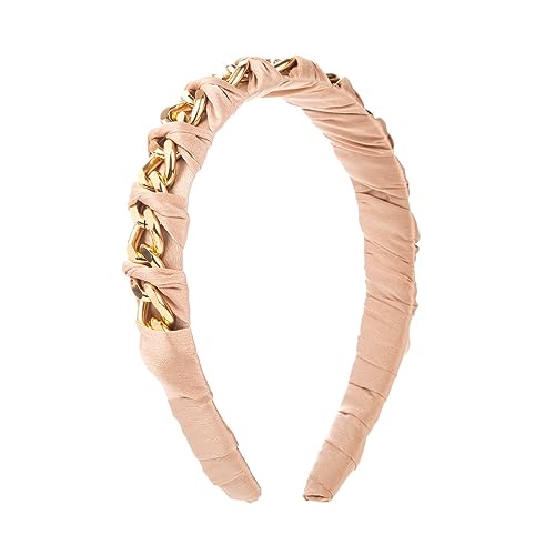 Damen Stirnband Haarband Handgeflochtene Legierungsketten Haaraccessoires Rutschfestes Elastisches Haarschmuck Haarstyling Accessoires für den täglichen Gebrauch für Frauen Mädchen,Khaki von Wambere