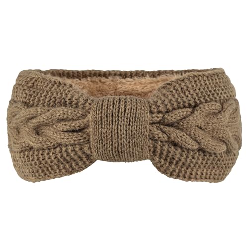 Damen Winter Plüsch Stirnband,Gestricktes Schleifen Stirnband Elastische Haarband Haarreife Ohrenwärmer Stirnbänder Haarbänder Kopfband Kopfbedeckung Haarschmuck für Frauen Mädchen,Khaki von Wambere