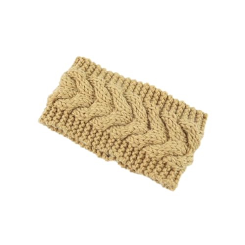 Stirnband Damen Mädchen Frauen Winter Häkelarbeit Stirnband Gestrickt Haarband Verdicken Haarband Ohrenwärmer Headwrap für Einkaufen Skifahren Laufen,Khaki von Wambere