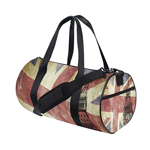 Big Ben Sporttasche mit Union Jack-Flagge, Sporttasche, Reisetasche, Reisetasche mit verstellbarem Riemen, Rucksack, Wochenendtasche, Gepäcktasche für Männer und Frauen, mehrfarbig, Einheitsgröße von Wamika