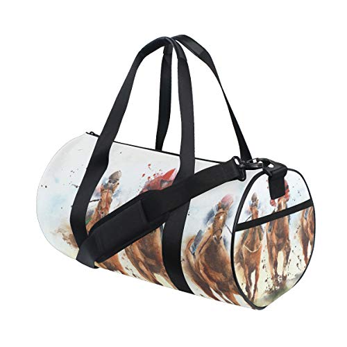 Sporttasche Jockeys Wettkampfpferde, Sporttasche, Reisetasche, Reisetasche mit verstellbarem Riemen, Rucksack, Wochenendtasche, Gepäcktasche für Männer und Frauen, mehrfarbig, Einheitsgröße von Wamika