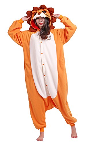 Männer Damen Pyjama Kostüm Overall Plüschoverall Tier Verkleidung für Erwachsene Löwe von Wamvp