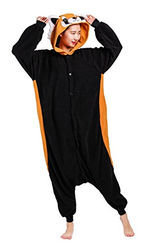 Männer Damen Pyjama Kostüm Overall Plüschoverall Tier Verkleidung für Erwachsene Waschbär von Wamvp