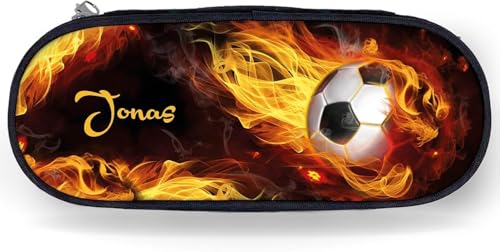 Wandtattoo Loft Personalisierte Federtasche Stiftebox Schlampermäppchen Fußball Feuer Wunschname Einschulungsgeschenk von Wandtattoo Loft